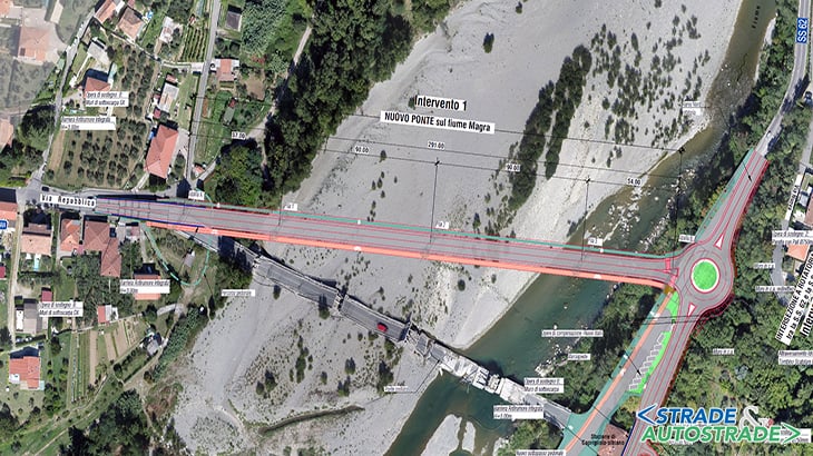 Il nuovo ponte sul fiume Magra ad Albiano